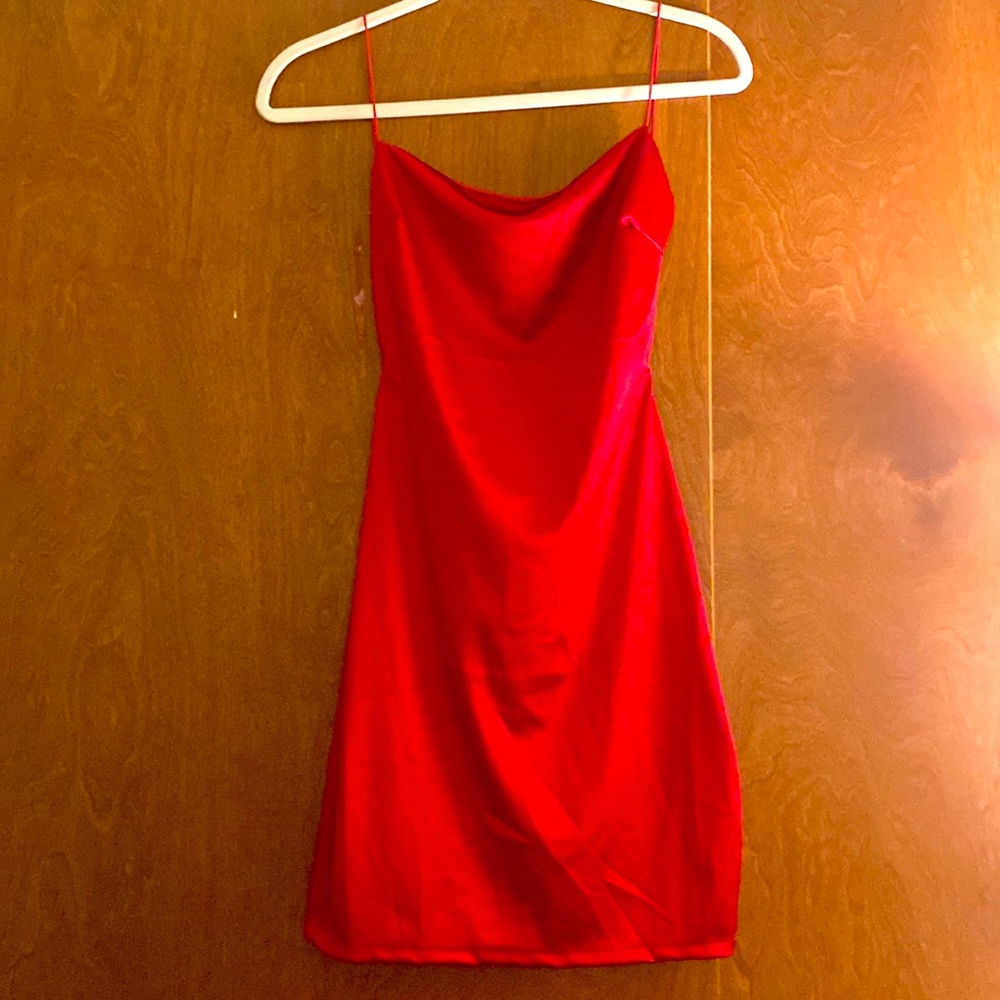 Beautiful Red Silk Open Back Dress 👗
